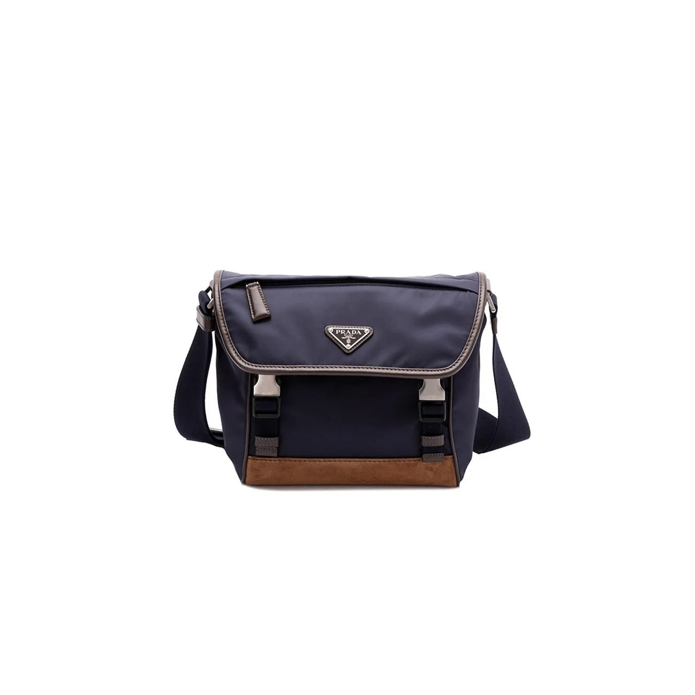 Pra*a medium re-nylon and suede shoulder bag 2vd066 (20*19*10cm)